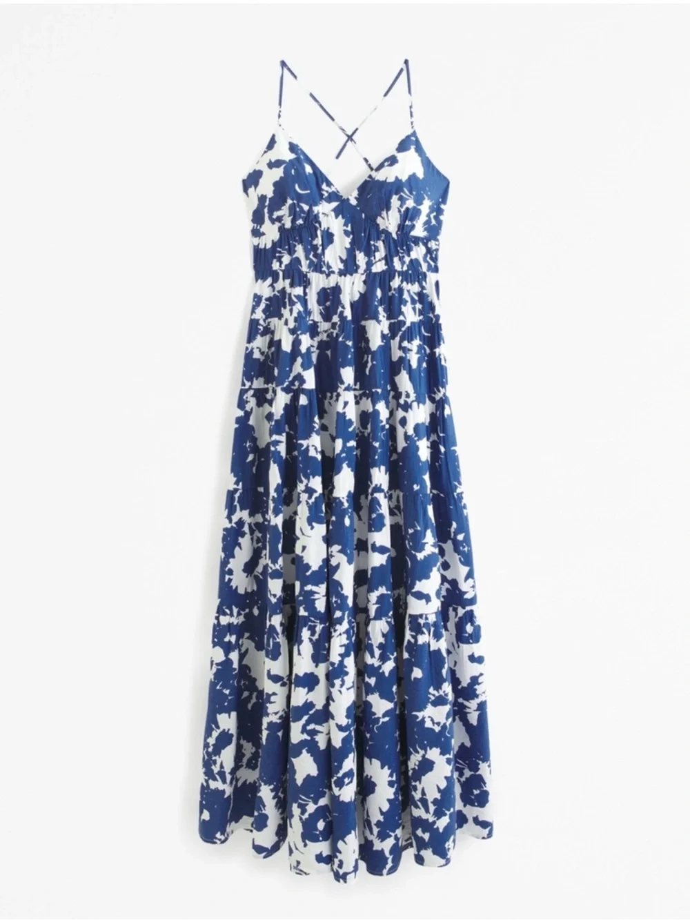 Abercrombie & Fitch Blue and White Floral-Print Maxi Dress